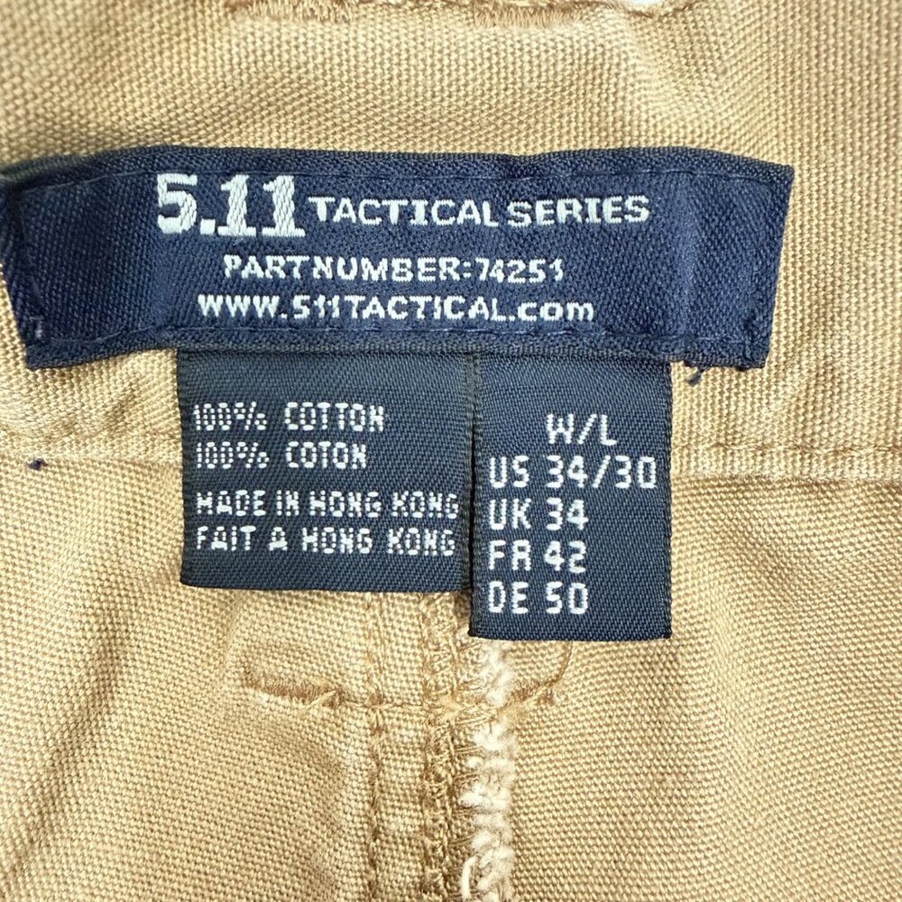 5.11 Tactical Cargo Pants - Mens' 34x30 - Khaki Canvas - Picture 3 of 7